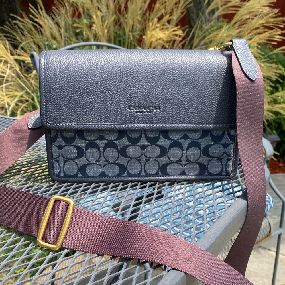 NWT Coach Turner Flap Crossbody Bag (Navy/Chambray)
